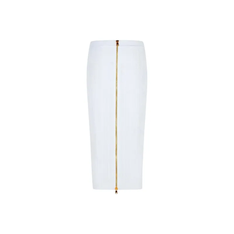 BALMAIN Knit Long Skirt Women's White-1
