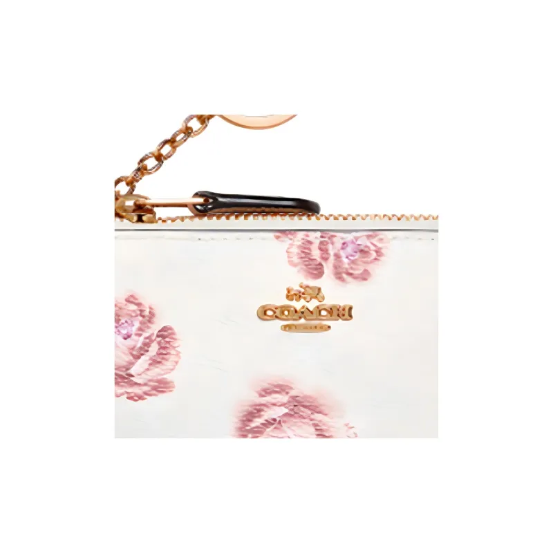 COACH Mini Id Skinny Leather Card Holder Coin Purse Women's Beige-2