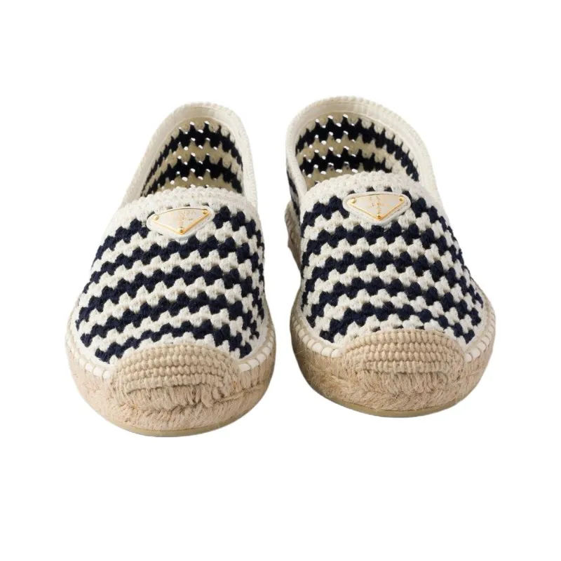 PRADA Crochet Espadrilles Women's Marine Blue-4