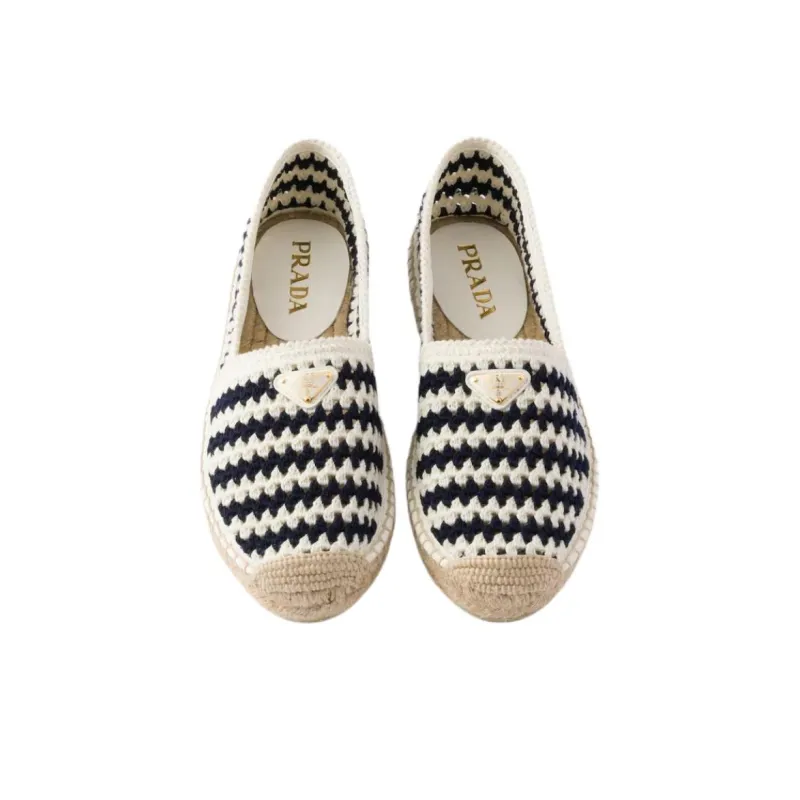 PRADA Crochet Espadrilles Women's Marine Blue-5