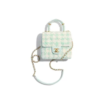 CHANEL Tweed With Lambskin Flap Bag, Shoulder Bag, Crossbody Bag, Handbag Mini Women's Light Blue