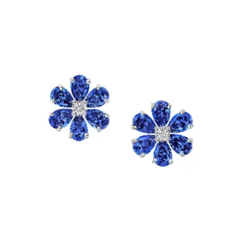 HARRY WINSTON Platinum Earrings Women's Blue