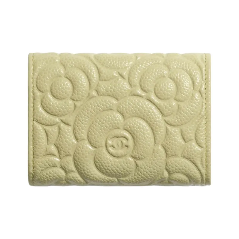 CHANEL Cow Leather Wallet Unisex Green-1