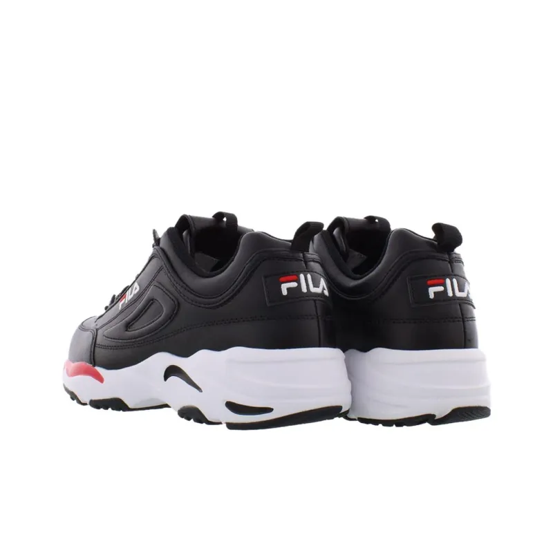 FILA Ray Tracer Anti Slip Wear Resistant Low Top Running Shoes Men's Black White Red-2