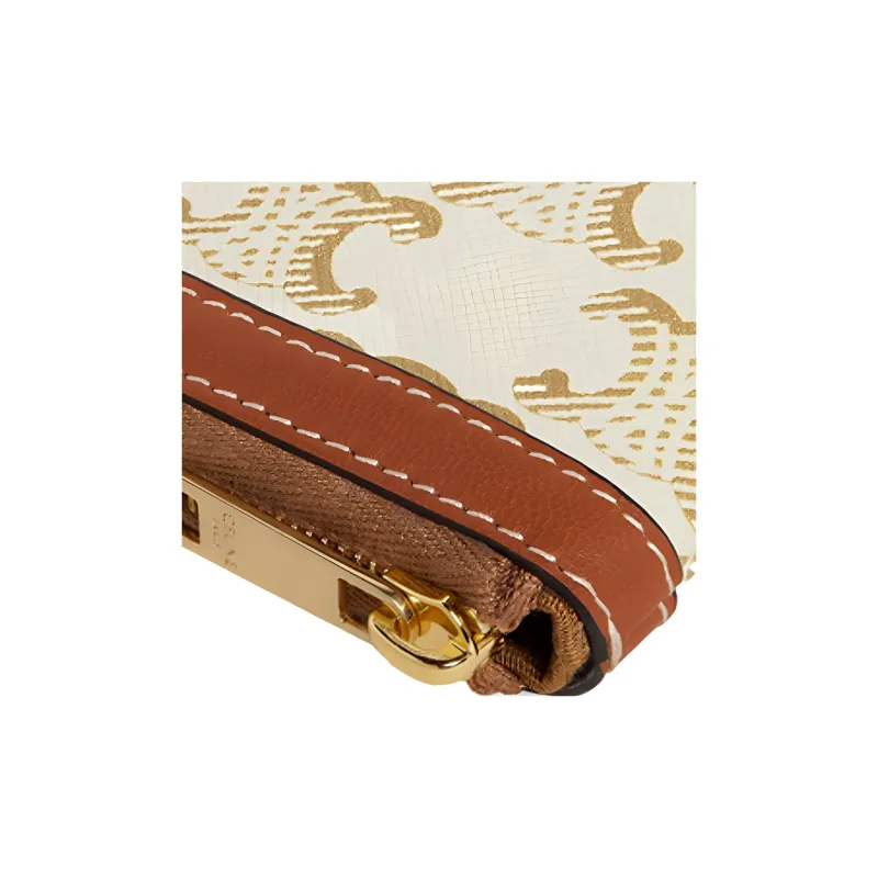 CELINE Triomphe Sheepskin Wallets Clutches Small Size Women's Candy Color/White-4