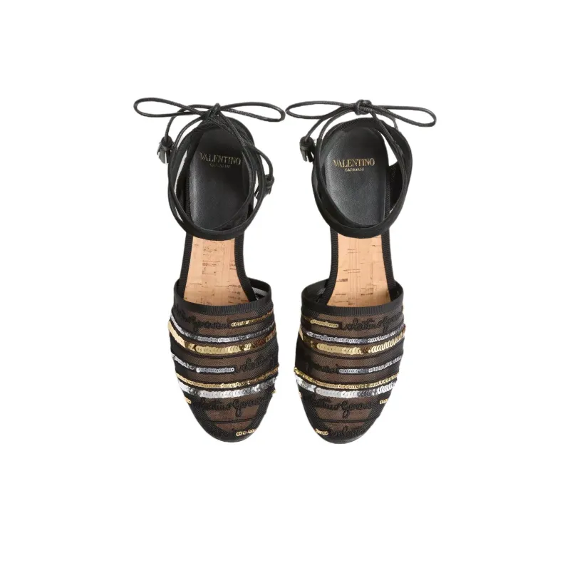 Valentino LA CRUISETTE Wedge Heel High Heels 7.5cm Women's Black-4
