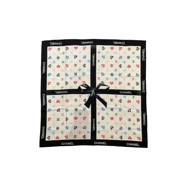 CHANEL Silk Scarves Women's White-0