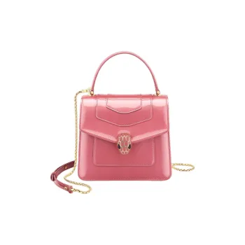 BVLGARI Serpenti Forever Series Calfskin Shoulder Bag, Crossbody Bag, Handbag Regular Women's Pink