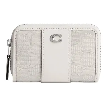 COACH Signature Jacquard Fabric Card Holder Trumpets Women's Cloud Chalk