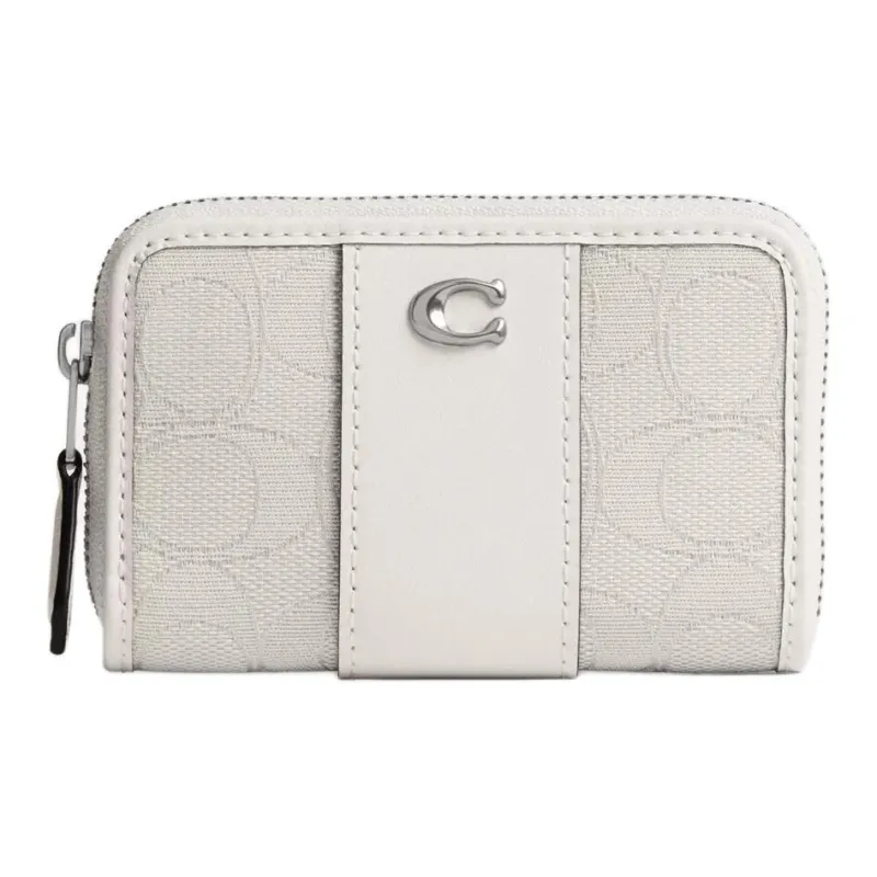 COACH Signature Jacquard Fabric Card Holder Trumpets Women's Cloud Chalk-0