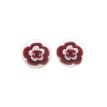 CHANEL Resin Earrings Women's Red