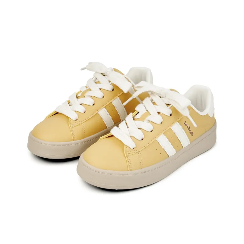 La Chapelle Anti Slip Wear Resistant Low Top Skateboard Shoes Women's Yellow-1