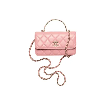 CHANEL Lambskin Cell Phone Pouch, Flap Bag, Shoulder Bag, Crossbody Bag, Handbag Women's Pink