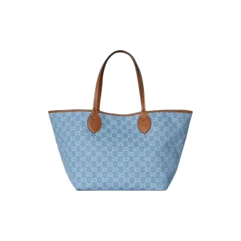 GUCCI Totissima GG Denim Tote Bag, Shopping Bag, Shoulder Bag Tubas Women's Blue