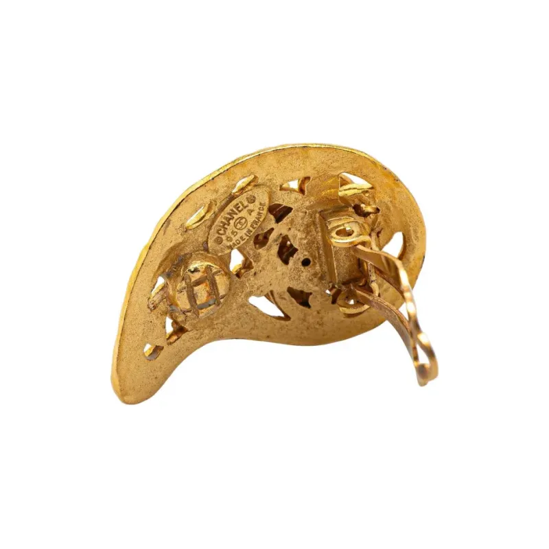 CHANEL Gold Plated Clip On Earrings Women's Gold-2