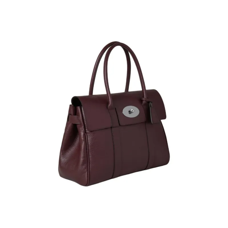 Mulberry Bayswater Calfskin Handbag, One Shoulder Strap Trumpets Women's Black Cherry-1