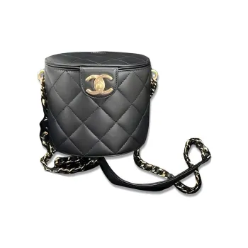 CHANEL Lambskin Makeup Box, Makeup Bag, Shoulder Bag, Crossbody Bag Medium Size Women's Black