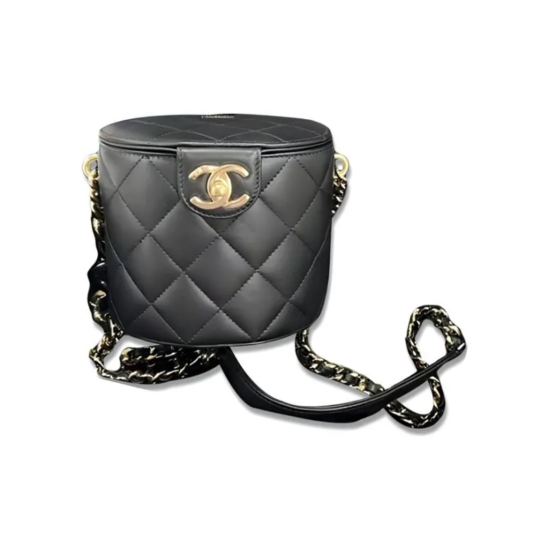 CHANEL Lambskin Makeup Box, Makeup Bag, Shoulder Bag, Crossbody Bag Medium Size Women's Black-0