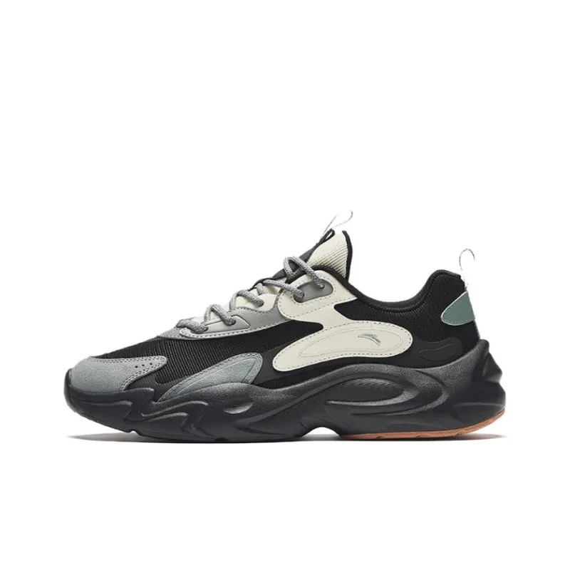 Anta Life Collection Cushioned Slip-Resistant Low-Top Chunky Sneakers Men's Black-0
