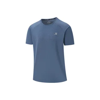 XTEP Comprehensive Training Short Sleeved T Shirt Men's Autumn Eggplant Blue