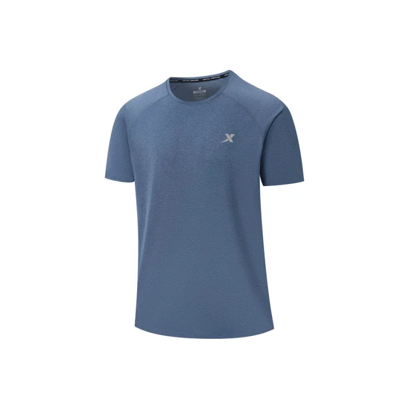 XTEP Comprehensive Training Short Sleeved T Shirt Men's Autumn Eggplant Blue-0