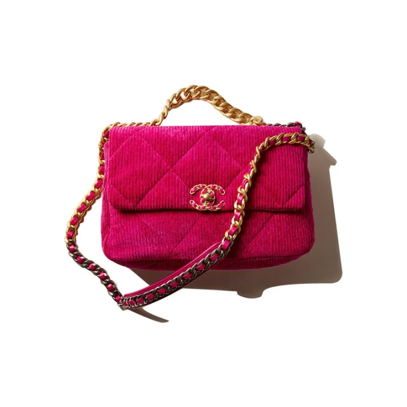 CHANEL Corduroy Handbag, Crossbody Bag Tubas Women's Fuchsia-0