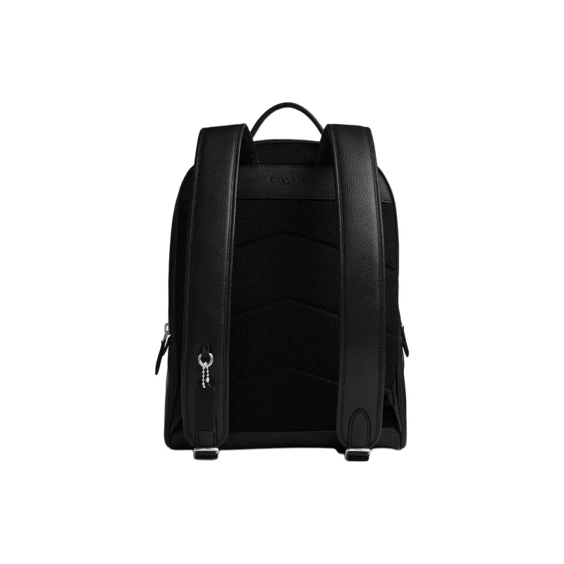 COACH Charter Polished Pebble Grain Leather Backpack Tubas Unisex Black & Green-2