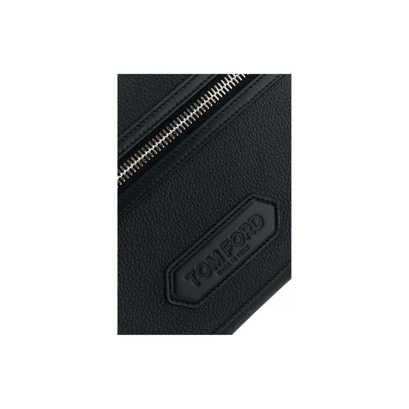 TF Calfskin Shoulder Bag, Crossbody Bag Trumpets Unisex Black-3