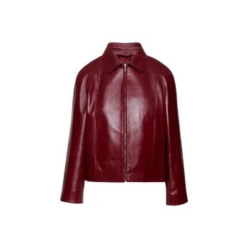 GUCCI Leather Jacket Women's Red