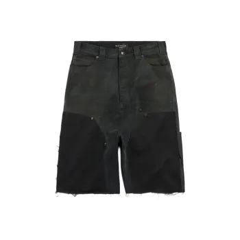 Balenciaga Denim Shorts Loose Fit Men's Black