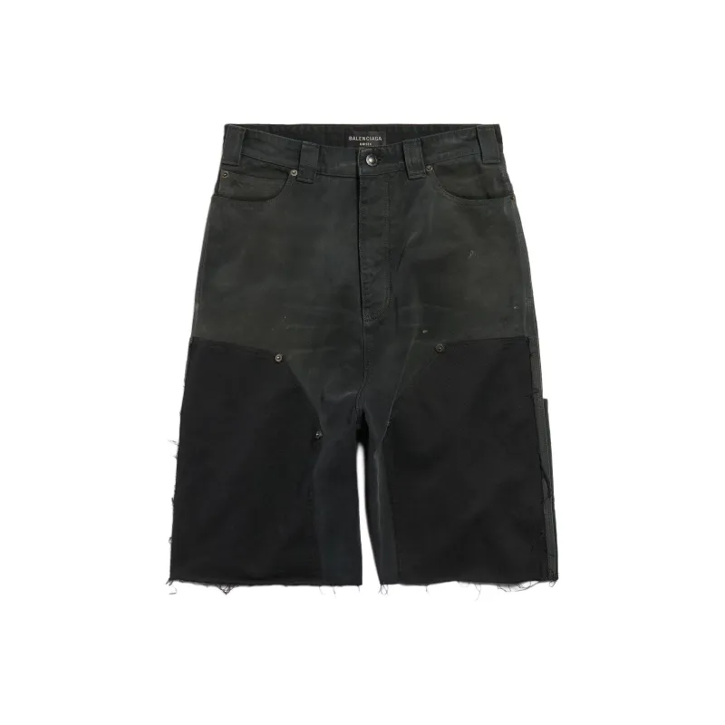 Balenciaga Denim Shorts Loose Fit Men's Black-0