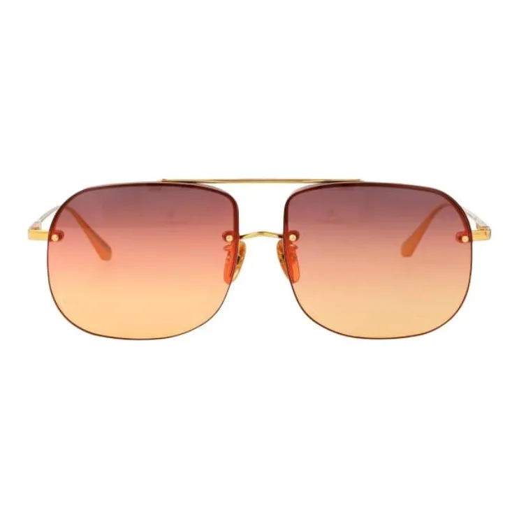 Linda Farrow Titanium Aviator Sunglasses Women's Gold-3
