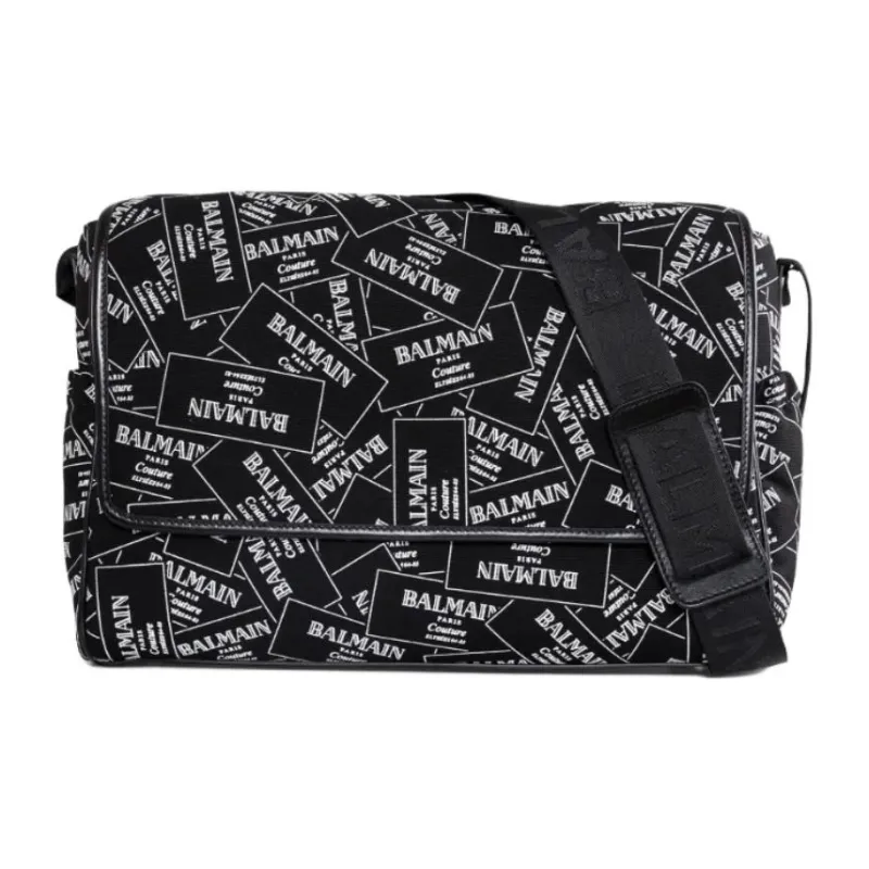 BALMAIN Cotton Shoulder Bag Unisex Black-0
