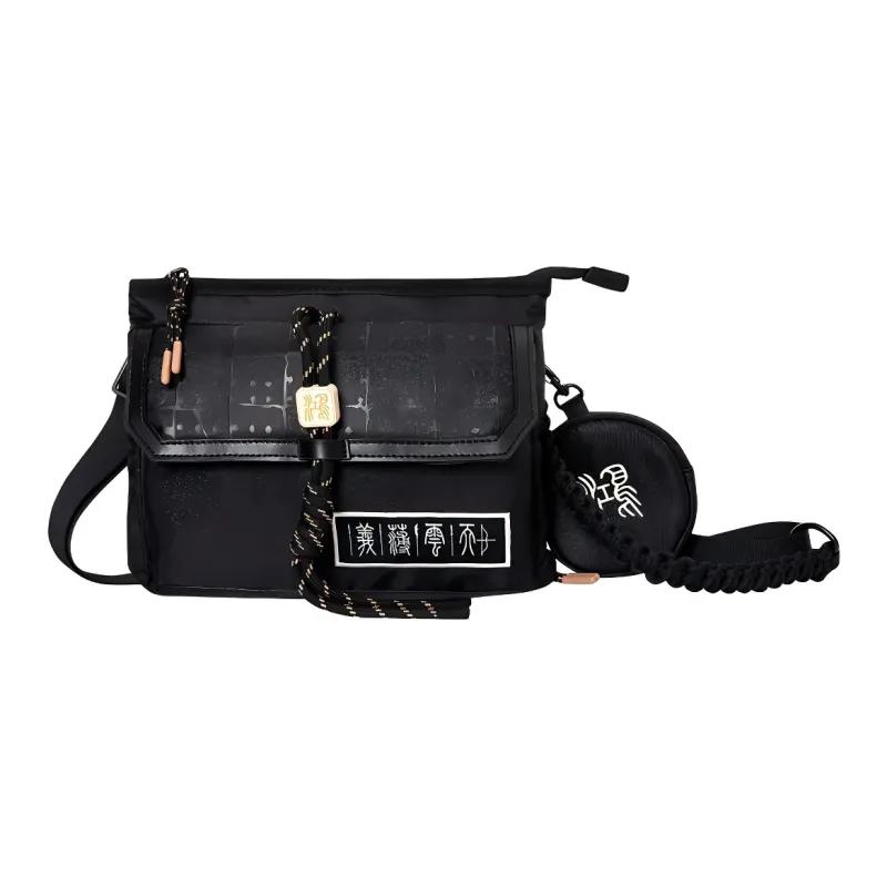 Erke Textile Fabrics Shoulder Bag Crossbody Bag Regular Unisex Jet Black-0