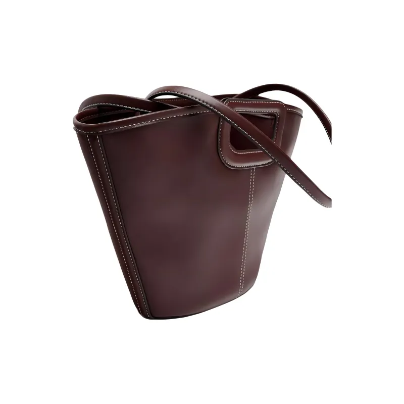 ZARA PU Tote Bag, Shopping Bag, Shoulder Bag Large Size Women's Dark Red Color-2