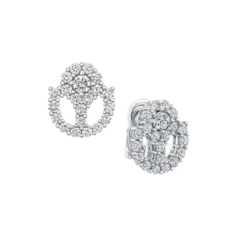 HARRY WINSTON Platinum Earrings Women's Silver-1