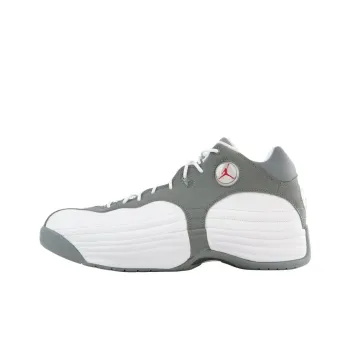 Jordan Jumpman Team I Anti Slip Wear Resistant Mid Top Vintage Basketball Shoes Men's White Gray