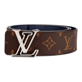 LOUIS VUITTON Cow Leather Belts Men's Brown Width 4cm