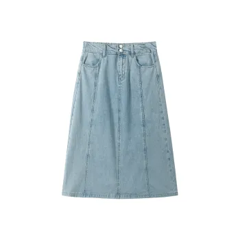 SHUXI Denim Long Skirt Women's York Blue