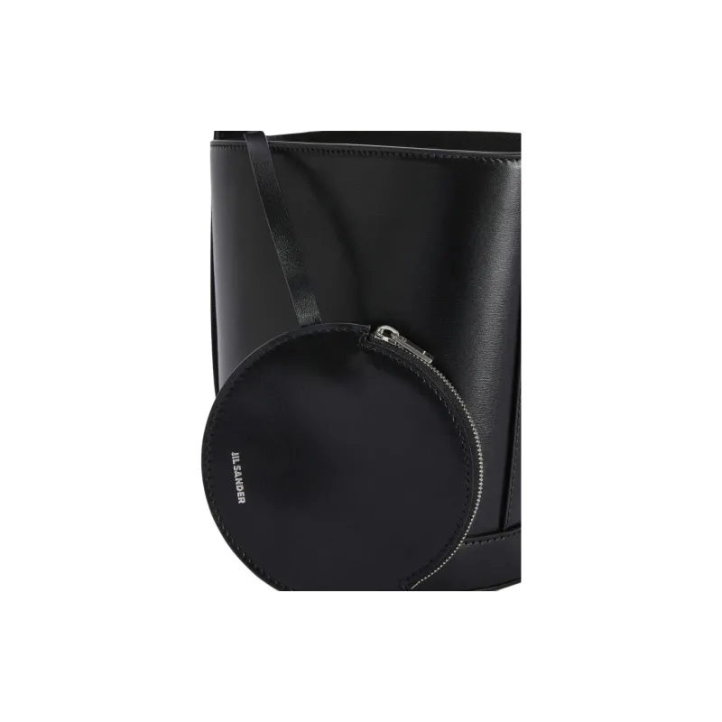 JIL SANDER Cannolo Cow Leather Bucket Bag, Shoulder Bag Women's Black-3
