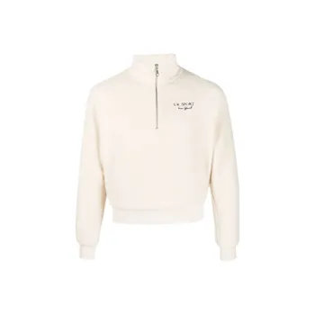 SPORTY & RICH Logo embroidered Half zip Jumper