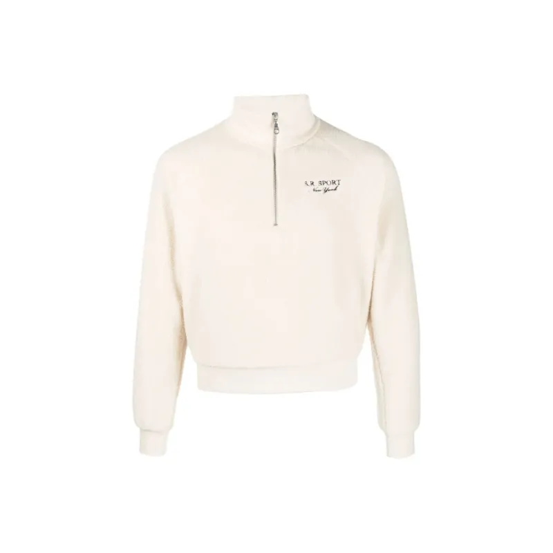 SPORTY & RICH Logo embroidered Half zip Jumper-0