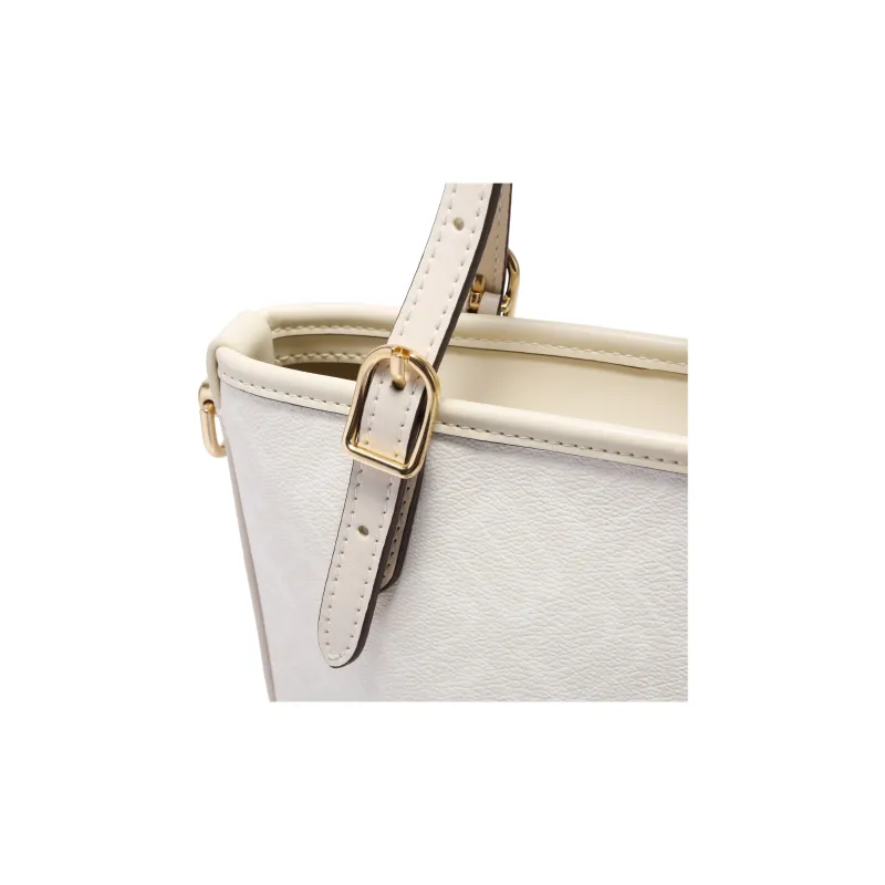 BELLE Artificial Leather Bucket Bag, Shoulder Bag, Crossbody Bag, Handbag Medium Size Women's Coffee/Apricot/White-14