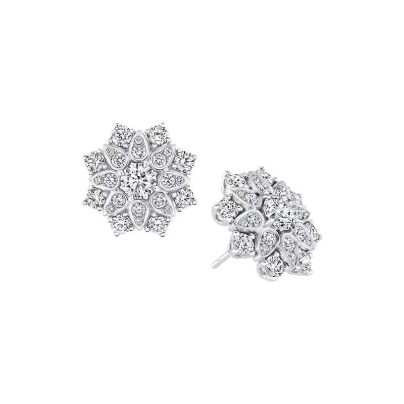 HARRY WINSTON Platinum Earrings Women's Silver-1