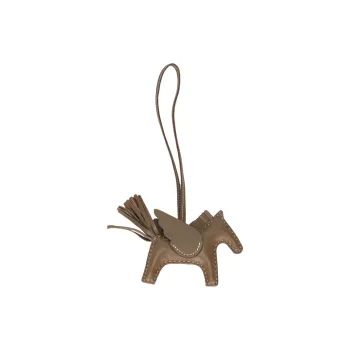 HERMES Rodeo Pegase Leather Pendants Unisex Elephant Gray