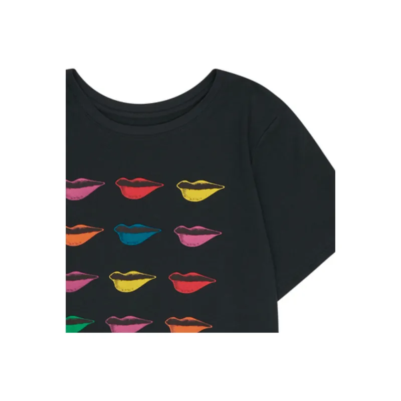 Skechers X DVF Co brand Drop Shoulder Sleeve T Shirt Women's Carbon Black 0018-2