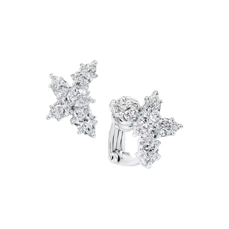 HARRY WINSTON Platinum Earrings Women's Silver-1