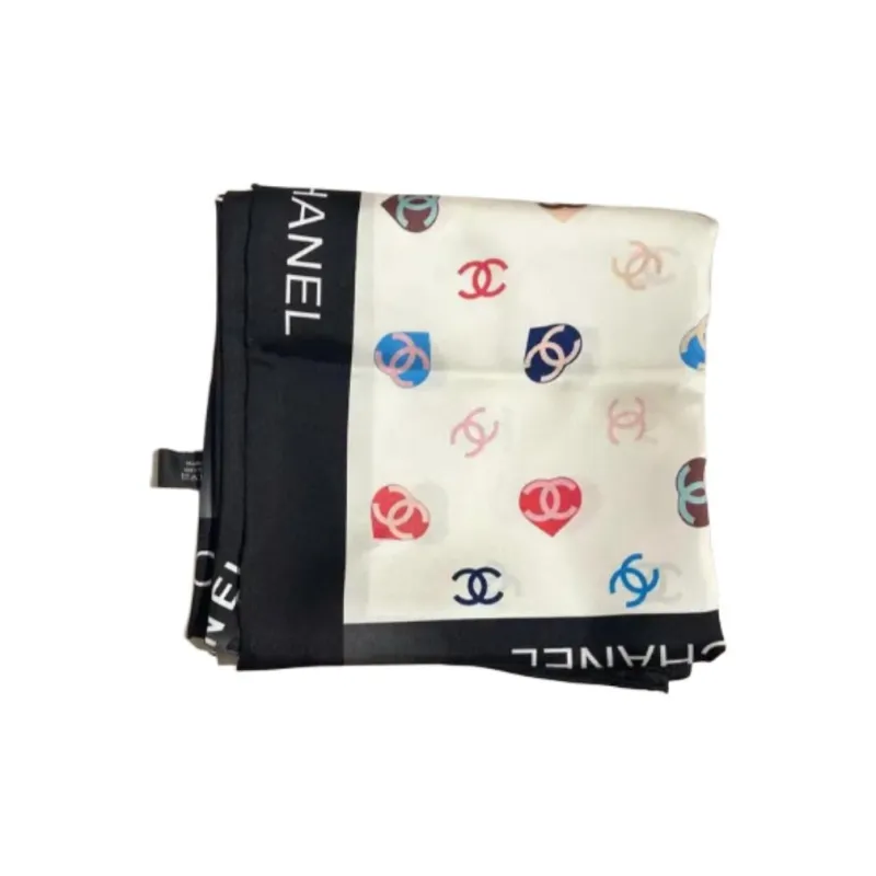 CHANEL Silk Scarves Women's White-1