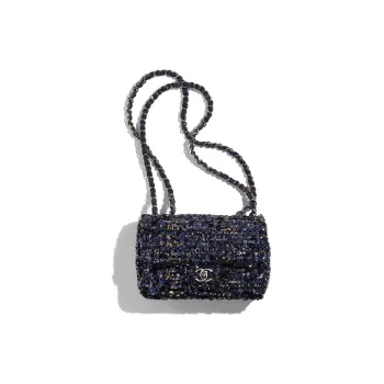 CHANEL 23C Spring Classic Flap CF Metal Flap Bag, Handheld Bag, Shoulder Bag, Crossbody Bag Trumpets Women's Blue