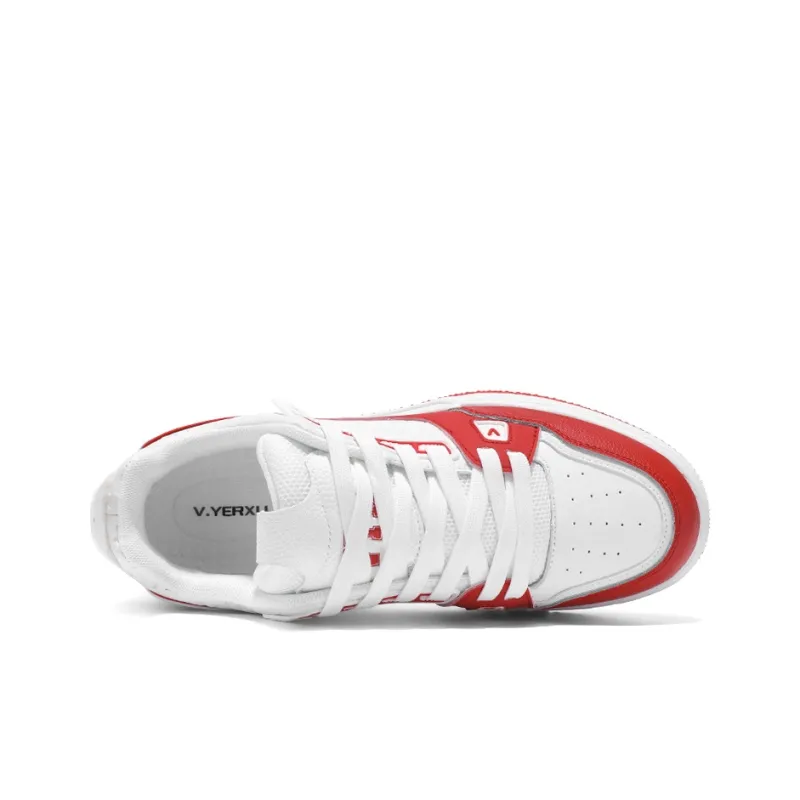 V.YERXU Air Trainer Versatile Casual Red Height Increasing Abrasion Resistant Low Top Skateboard Shoes Unisex-3